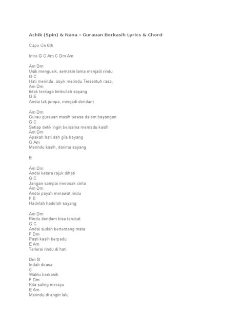 F g em am f g c. Gurauan Berkasih Lirik Chord - Chord Walls