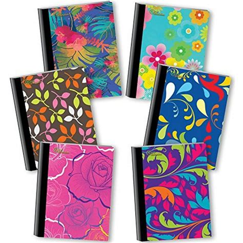 New Generation Floral Composition Notebook 6 Pack Wide Ruled 80
