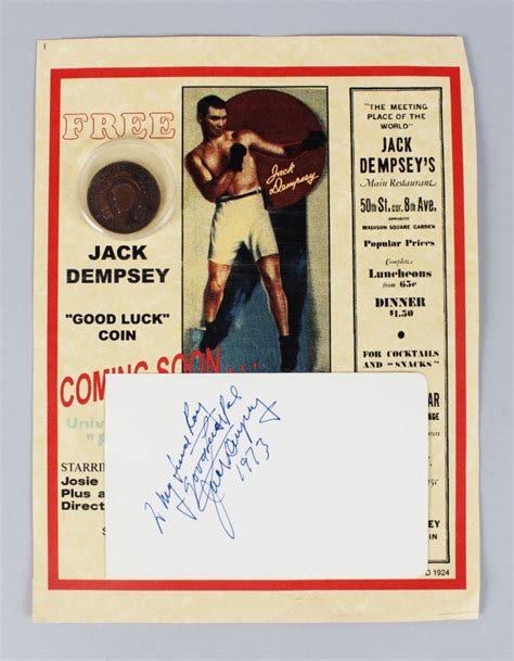 Jack Dempsey Signed Cut Boxing Coa Jsa Memorabilia Expert