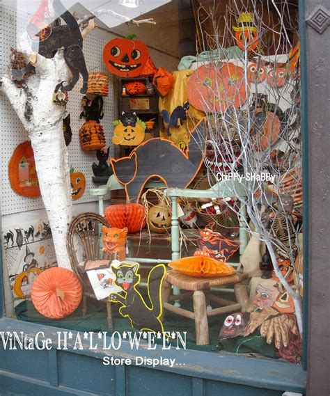 Chippy Shabby Vintage Halloween Window Display