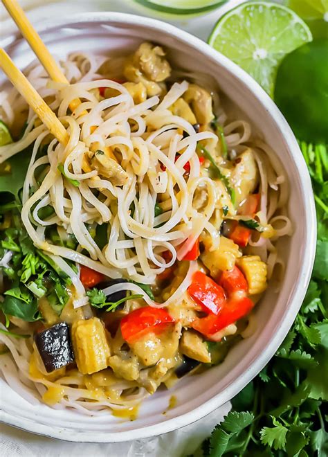 this thai green curry chicken noodle bowl is full of flavor and comes together quickly made