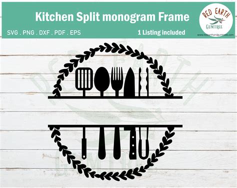 Rustic kitchen farmhouse monogram frame SVG,PNG,DXF,PDF,EPS By Redearth