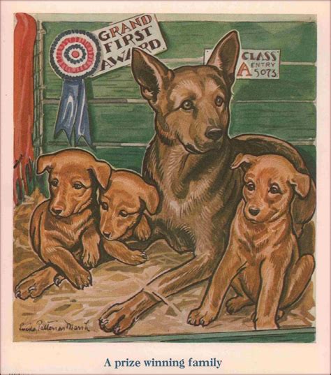 German Shepherd Dog With Puppies Show Winner Vintage Print By Marsh