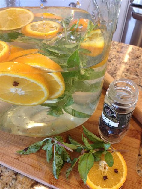 Spa Water Orange Thai Basil And Whole Cloves Only A Few Placed The