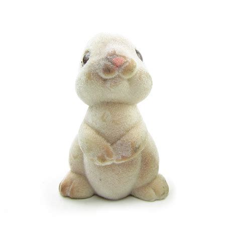 Flocked Bunny Rabbit Vintage 1982 Hallmark Merry Miniatures Figurine