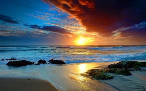 Sunset Landscapes Nature Beach Sea 2560x1600 Wallpaper Nature Beaches