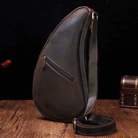 Cool Vintage Brown Leather Chest Bag Sling Bag Sling Crossbody Bag For