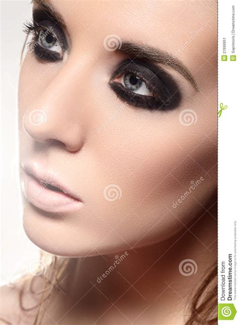 Beauty Portrait Of Model Face With Fashion Dark Smoky Eye