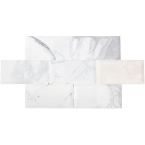 Calacatta 3x6 Beveled Marble Tile