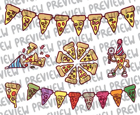 Pizza Party Clip Art Royalty Free Instant Download Perfect Etsy