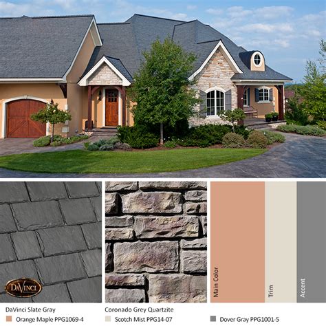 Gray Stone Exterior Color Schemes Davinci Roofscapes
