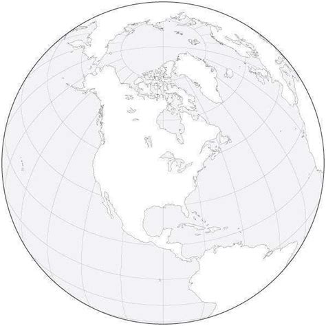 Globe Over North America Black And White Blank Outline Map