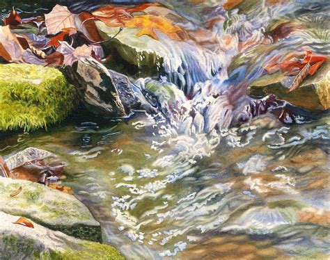 Autumn Waterfall Watercolor Painting Print By Cathy Hillegas Etsy