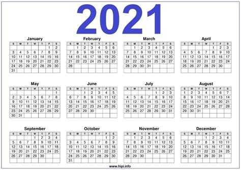 2021 Calendar Printable Free Free Download