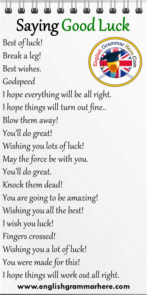 19 Saying Good Luck Phrases In English Best Of Luck Break A Leg Best Wishes Godsp English