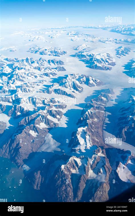 Aerial Landscape Of Greenland With Glacier And Snow Greenland United