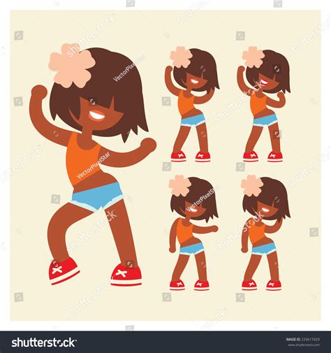 Funny Cartoon Style Sporty Dancing Beautiful Stock Vector Royalty Free