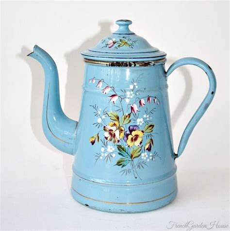 Exceptional 19th Century French Enamelware Hand Painted Cafetiere