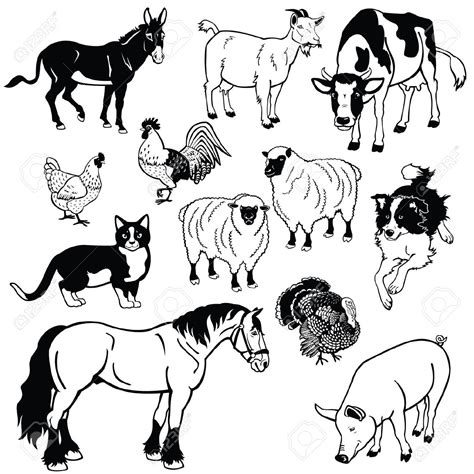 Farm Animal Clipart Black And White And Farm Animal Black And White Clip