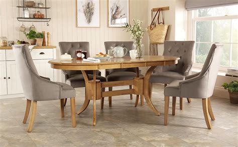 Extendable kitchen & dining room sets : Townhouse Oval Oak Extending Dining Table with 4 Duke Grey ...