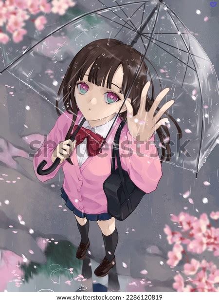 Anime Girl Umbrella Rain Stock Illustration 2286120819 Shutterstock