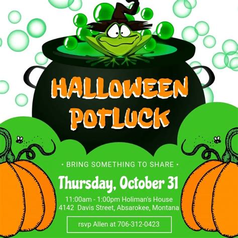 Green Halloween Potluck Invitation Video Halloween Potluck Potluck