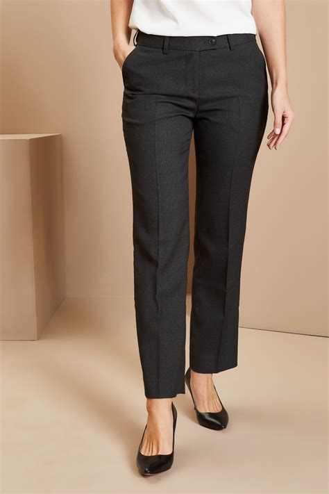 Contemporary Womens Straight Leg Trousers Charcoal