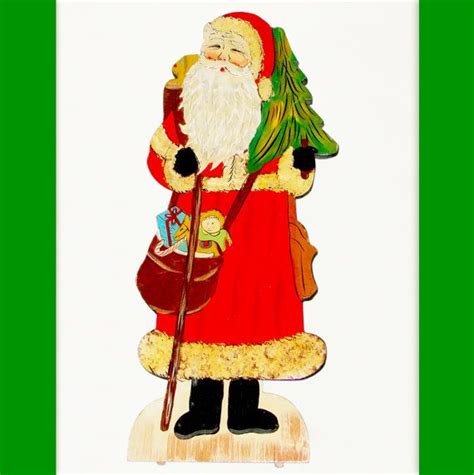 Vintage Folk Art Santa Claus Wooden Hand Painted Christmas Etsy
