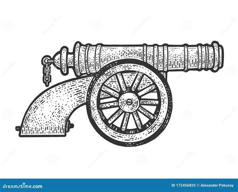 vintage old cannon sketch vector illustration stock vector illustration of object poster