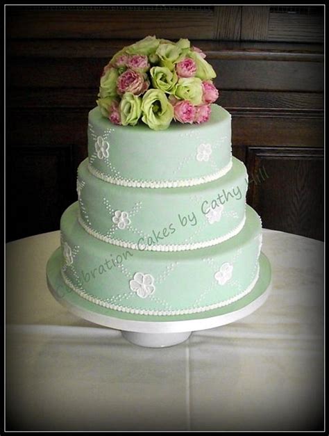 Pale Sage Green Wedding Cake Decorated Cake By Cakesdecor