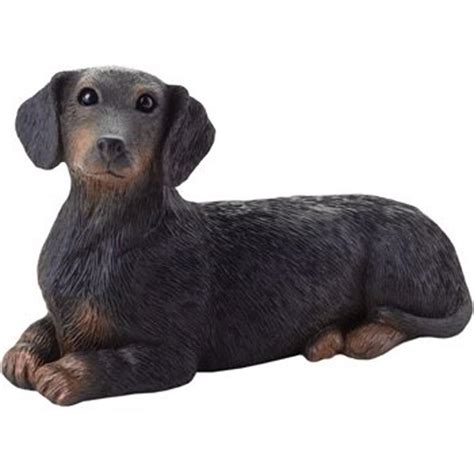 Dachshund Figurine Hand Painted Black Sandicast