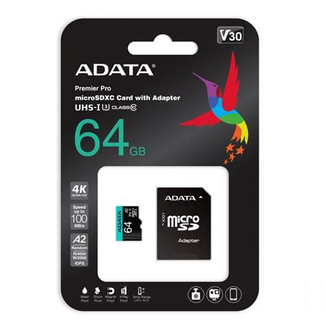 Karta Pamięci Microsd Adata Premier Pro 64gb Uhs1 U3 V30 A2 Adapter