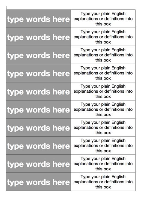 Teach Literacy Resources Word And Definition Matching Cards