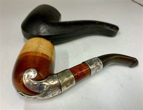 Antique Silver Mounted Smokers Pipe Circa 1910 734086