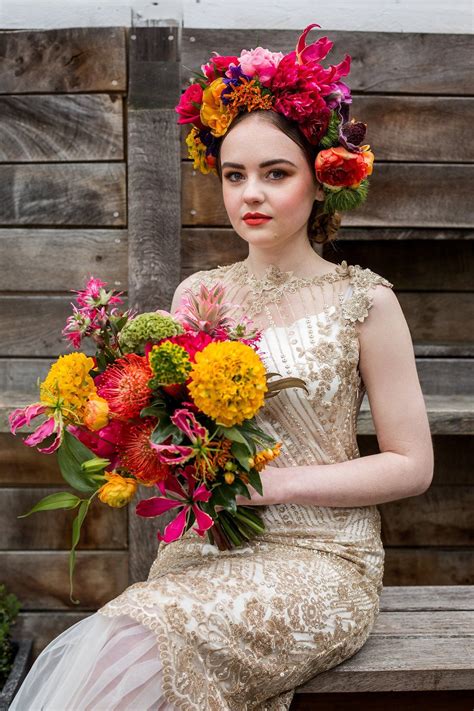 Authentic Mexican Wedding Inspiration With Bright Bold Colours A Flower Crown Bespoke Bride