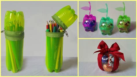 Four Different Pictures Of Pens And Pencils In Plastic Containers With