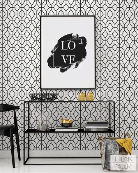 Black And White Geometric Wallpaper Geometric Pattern Removable Or