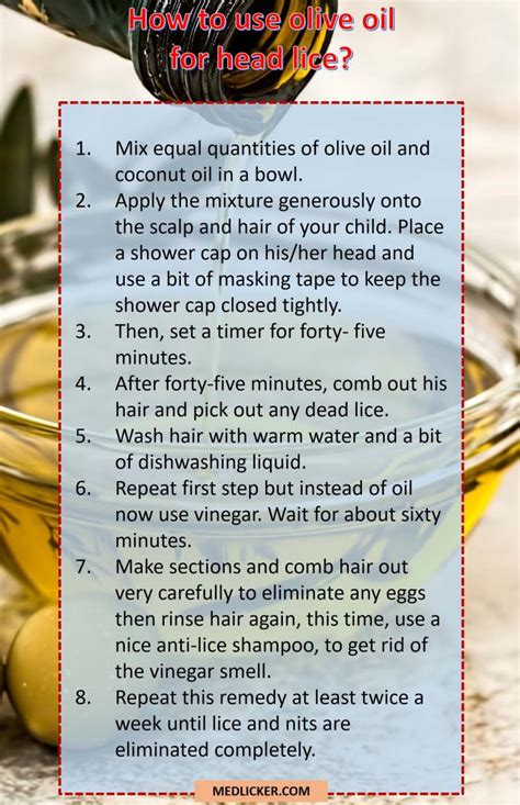Slather your child's scalp and hair thoroughly with vaseline. 7 amazing tips on how to use olive oil for head lice treatment