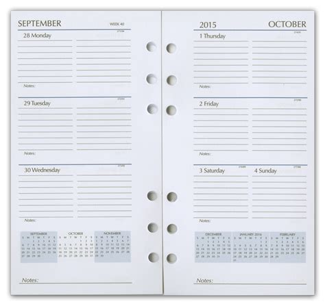 Weekly Calendar Refills Monthly Planner Refills Organizer Inserts