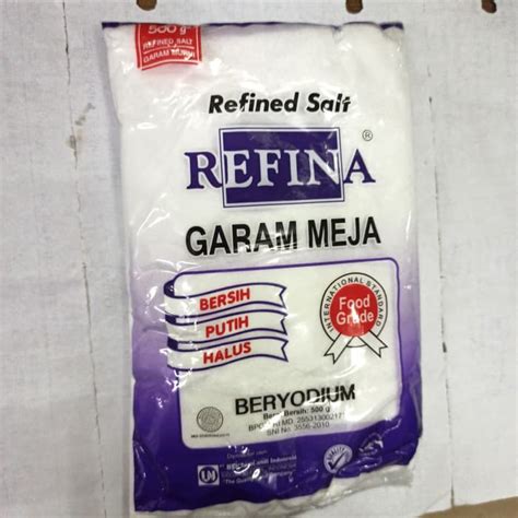 Jual Garam Meja Refina Refined Salt 500gr Shopee Indonesia