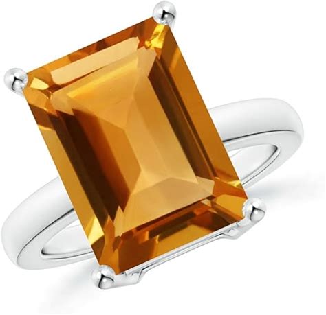 Silvergemking Emerald Cut Yellow Citrine Cocktail Engagement Ring With Prong Set Amazon Co Uk