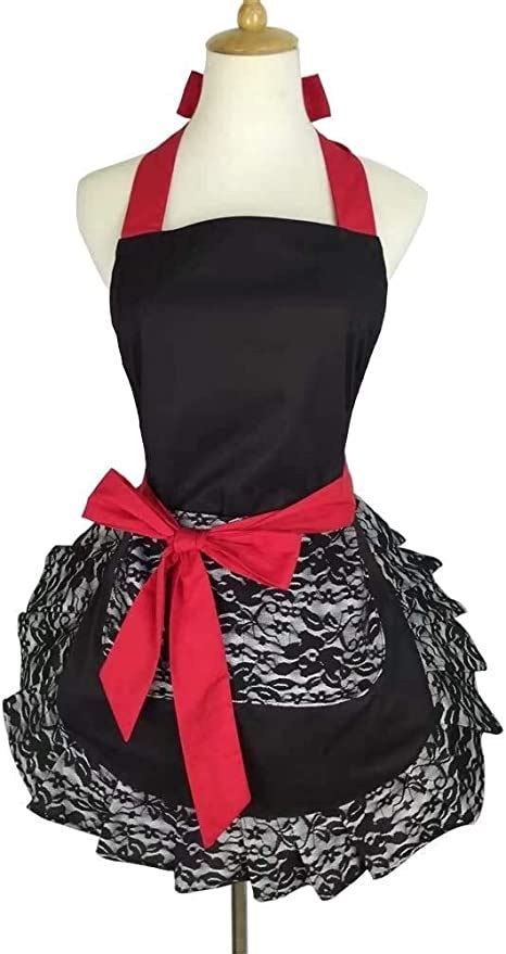 Lyx Aprons For Women Girls With Pocketblack Lace Ruffle Original Apron