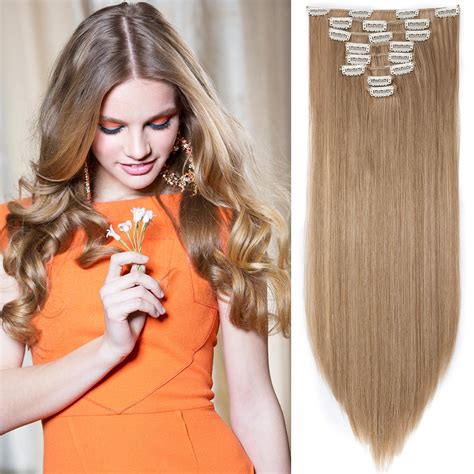Sego Clip In Hair Extensions Straight Full Head Real Hair 8 Hair Pieces