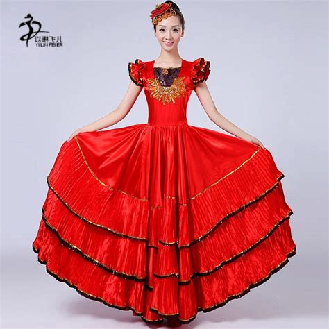 Red Flamenco Costume Women Spanish Flamenco Dresses Stage Performance