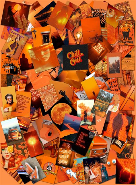 Orange Photo Collage Kit Aesthetic Collage Orange Theme Etsy