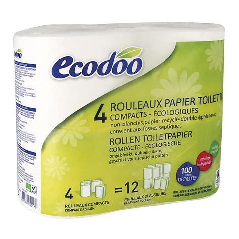 Ecodoo Compact Recycled Toilet Paper 4 Pack Of 450 Sheet Rolls