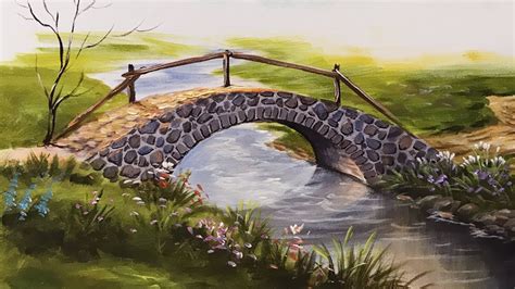 How To Paint A Stone Bridge With Acrylics Part 3 Youtube