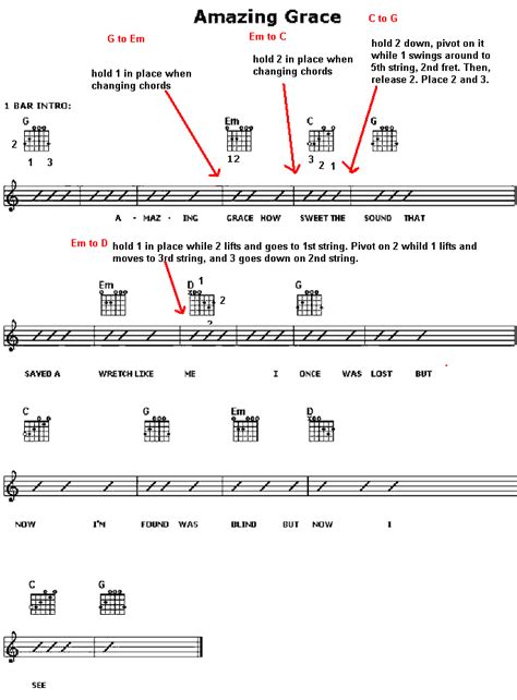 Since amazing grace is a relatively short song, i think that the best approach will be to take it line by line. GUITAR PRINCIPLES | Amazing Grace Guitar Chords and ...