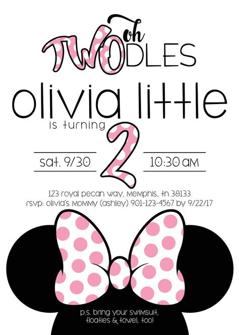 We may earn commission on some of the items you choose to buy. Minnie Mouse Party Invitation For a 2 year old | Etsy in ...