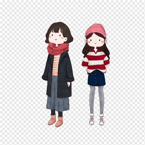 Cartoon Girl Child Cute Girl Wearing Winter Clothes Winter Fashion